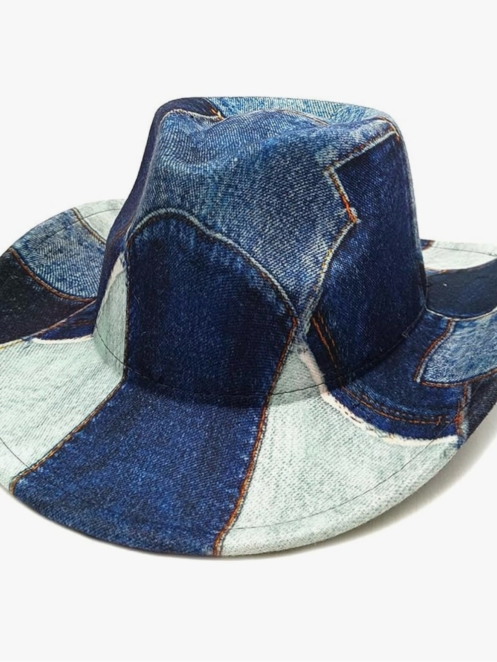 Patchwork Denim Bucket Hat - Blue Two-Tone